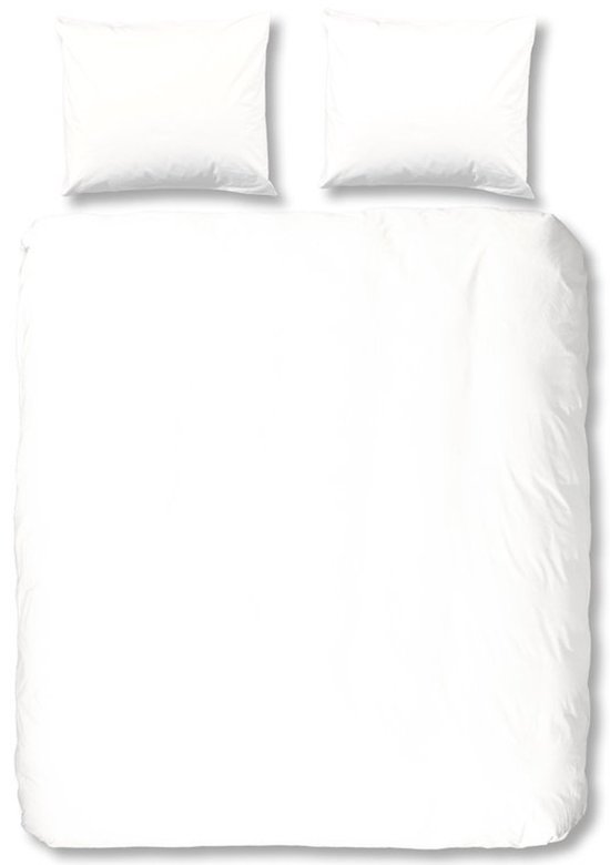 HIP dekbedovertrek effen kleur - 1 persoons 140x200/220 cm - Wit - 100% Katoen satijn
