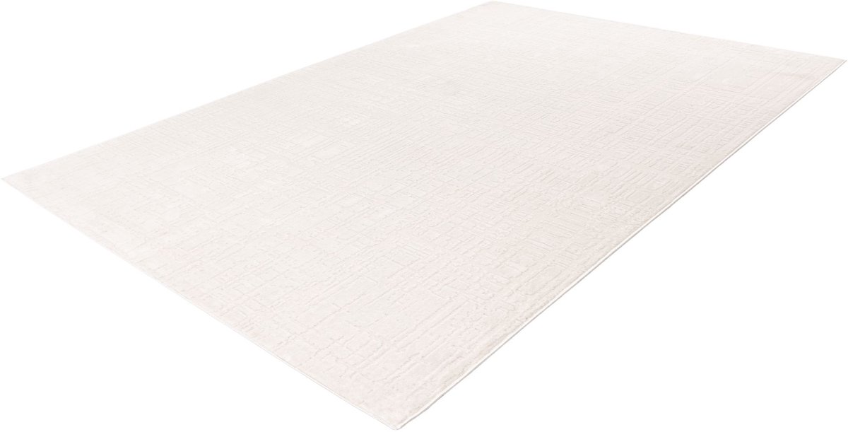 Lalee Vloerkleed - 3D Blokjes Stijl - Laagpolig - Ivoor Wit - Modern en Minimalistisch - Comfortabel en Lichtgewicht