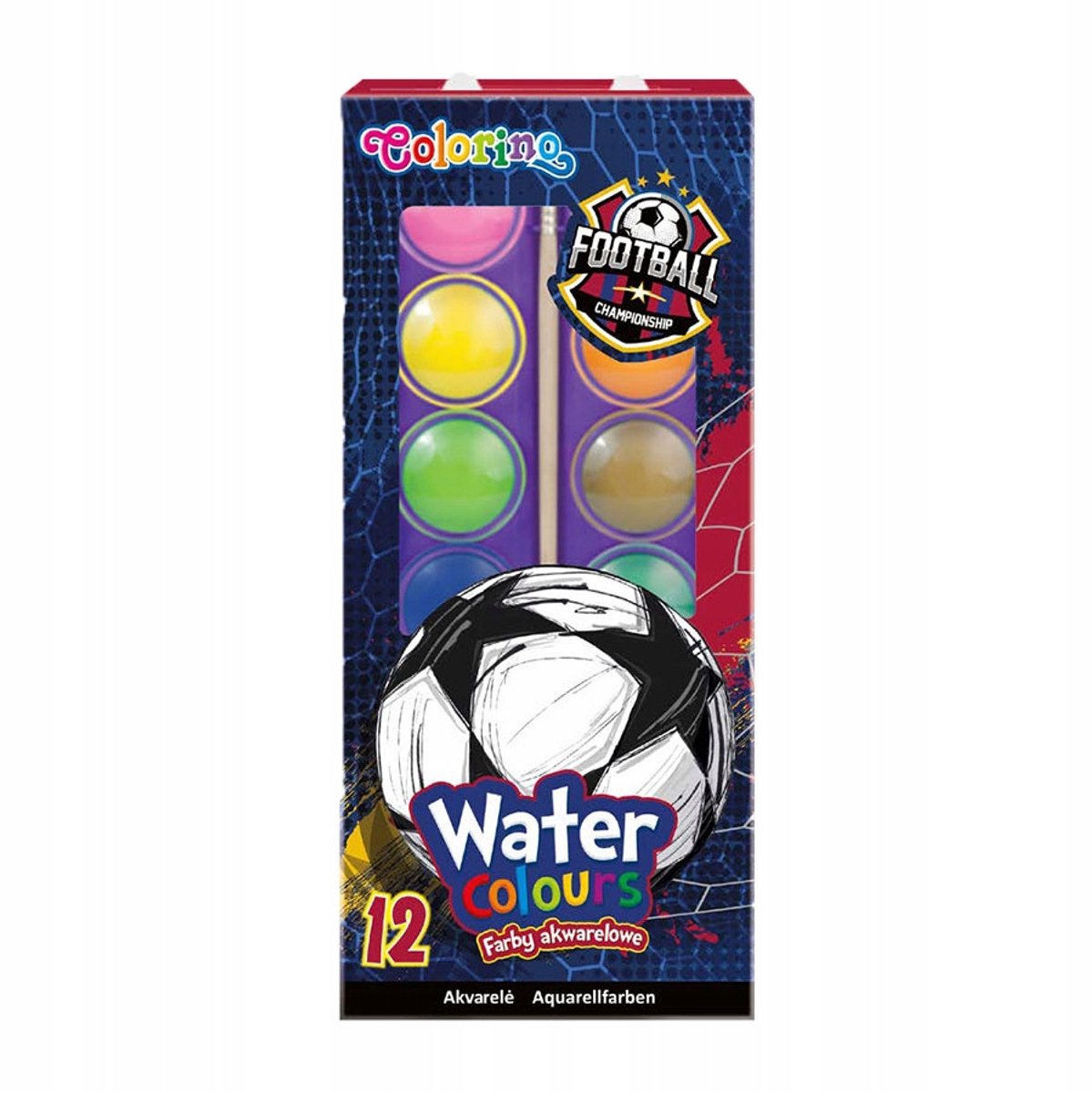 Colorino aquarelverf 12 kleuren voetbal - wasbaar en niet-giftig
