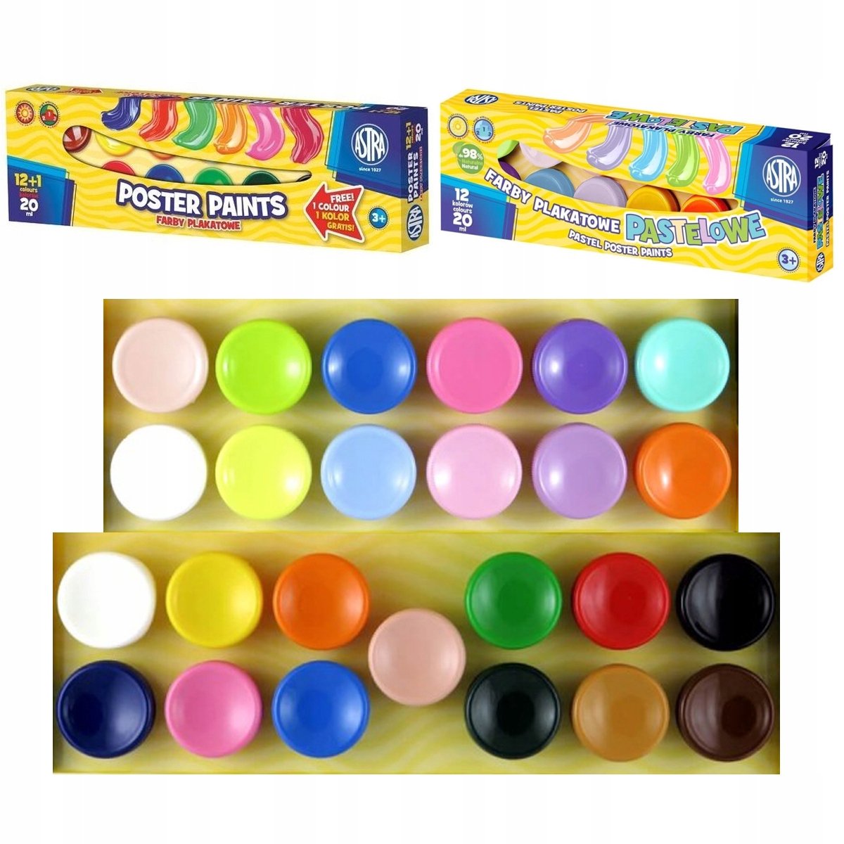 Astra Plakkaatverf XXL - 25 potjes x 20ml - Klassieke & Pastelkleuren
