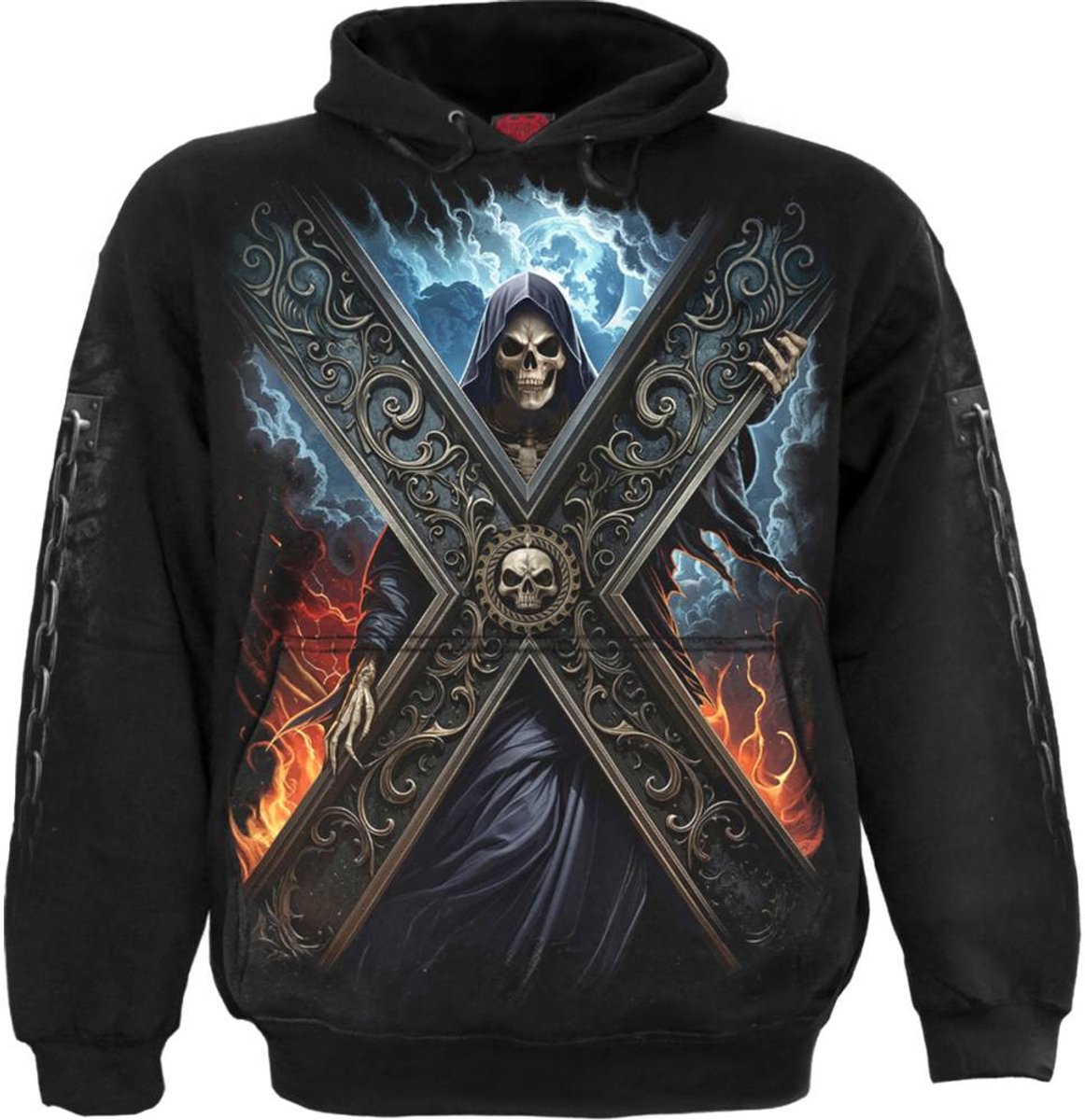 Spiral Crossed Over Hoodie Heren Trui met capuchon - zwart - XL