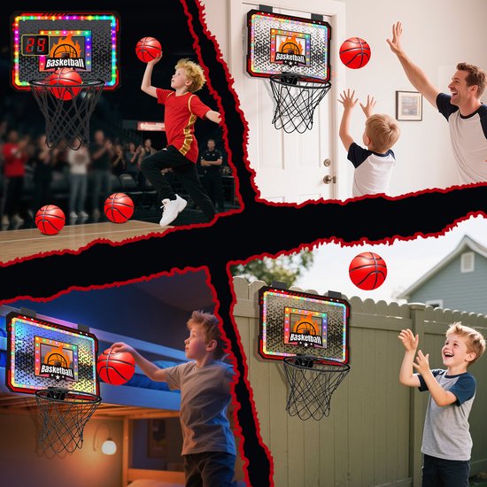 VATOS – Panier De Basket Rose Pour Enfants – LED, Tableau D'Affichage Électronique, Son – Télécommande – Dès 3 Ans – Intérieur