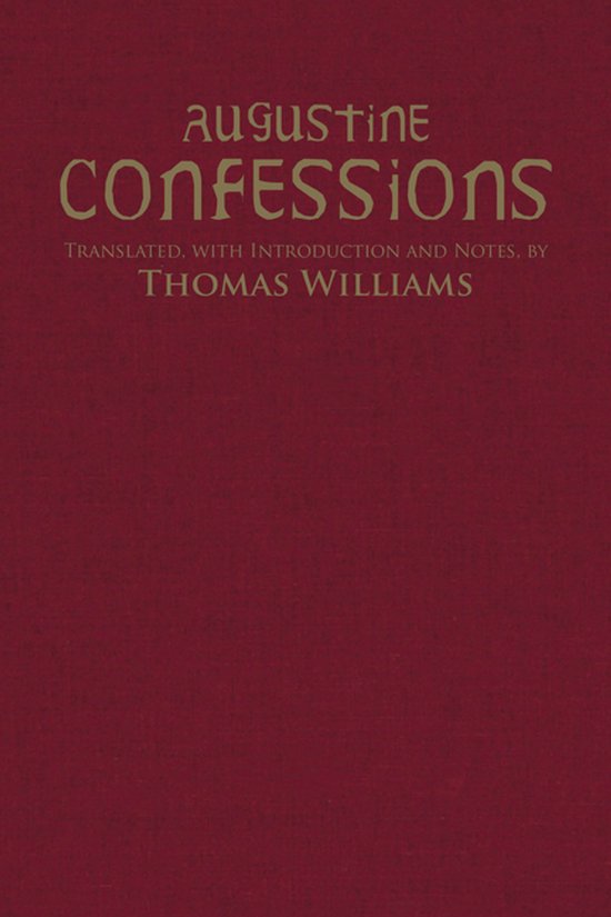 Livre rouge avec le texte 'AUGUSTINE CONFESSIONS' en lettres dorées.