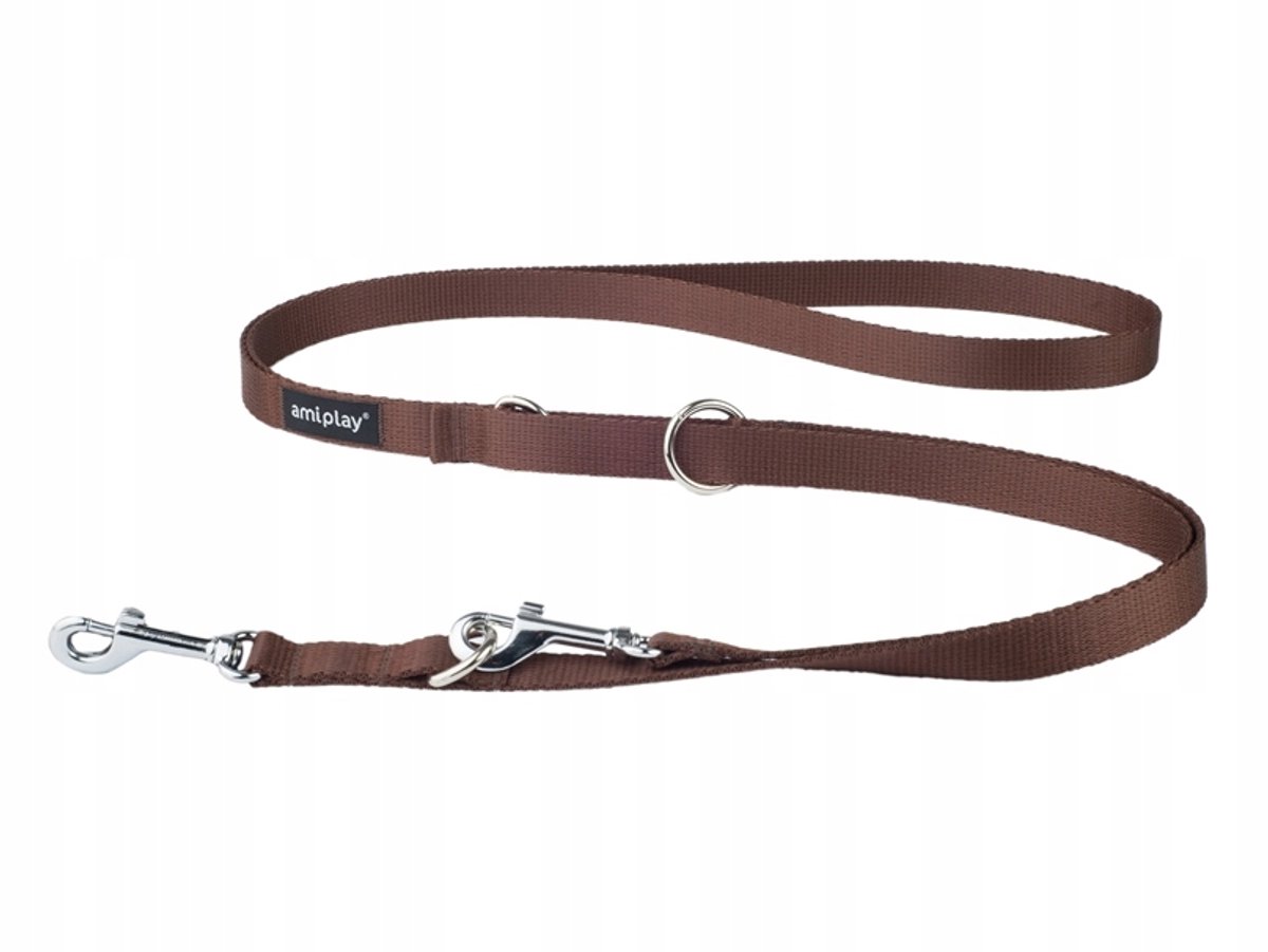 Amiplay Basic Verstelbare Hondenriem 6-in-1 XL, 100-200 cm, Bruin