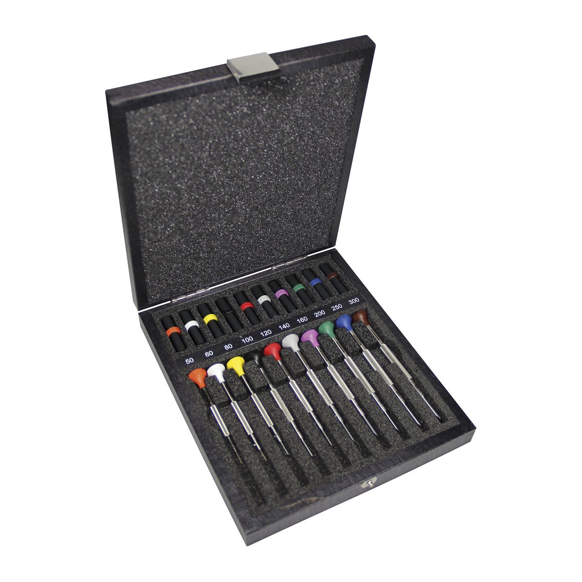 Bergeon schroevendraaierassortiment 30081-A10, 10-delig in houten koffer, inclusief elk 2 reservemesjes