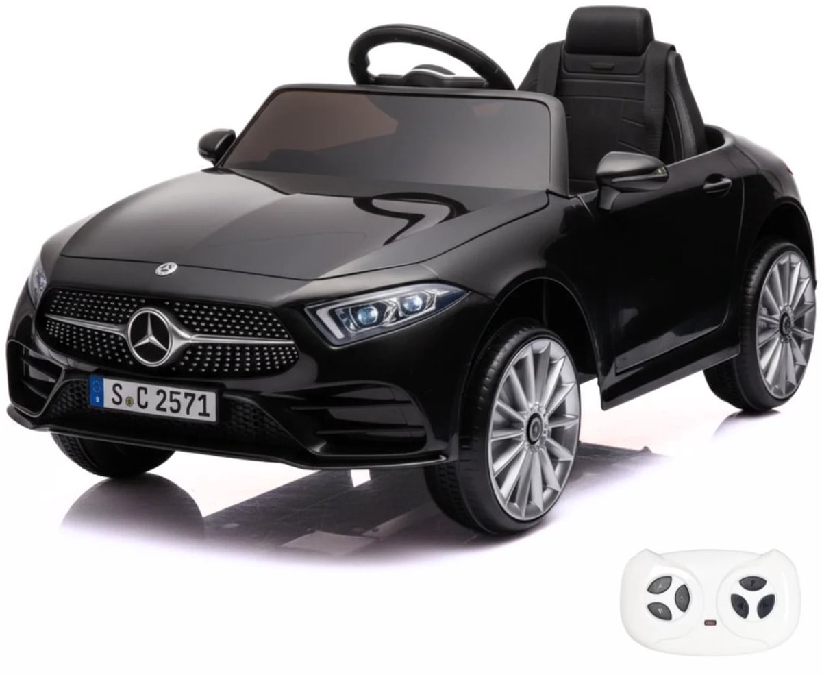 Mercedes CLS350 Full Option Elektrische Kinderauto 1 tot 5 jaar – Officieel Gelicentieerd Accuvoertuig met Lederen Zitje, Schokdempers & Soft-Brake – Li-ion Kinderauto met Afstandsbediening, Werkende Deuren & MP3 AUX & USB – Zwart