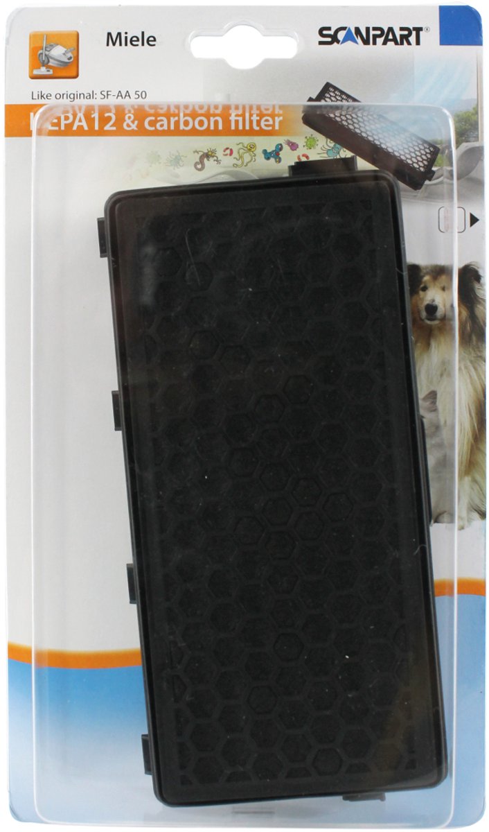 Scanpart HEPA stofzuiger filter H12 - Met actief koolstof filter - Cat and dog - Geschikt voor Miele Compact C1 C2 Complete C2 C3 S4 S5 S6 S8 - Alternatief voor SF-AA50 Active AirClean