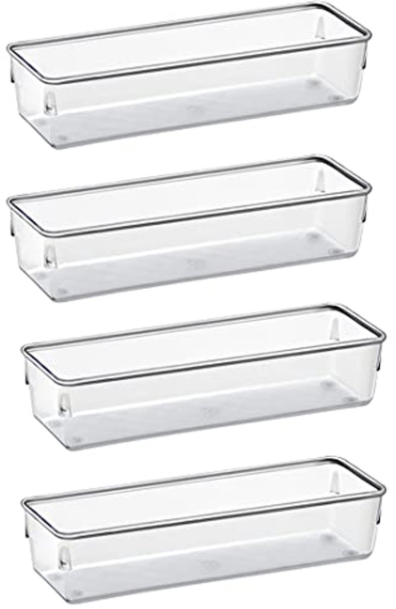Modulaire Lade-organizer - 4 Transparante Opbergbakken voor Kantoor, Thuis en Keuken