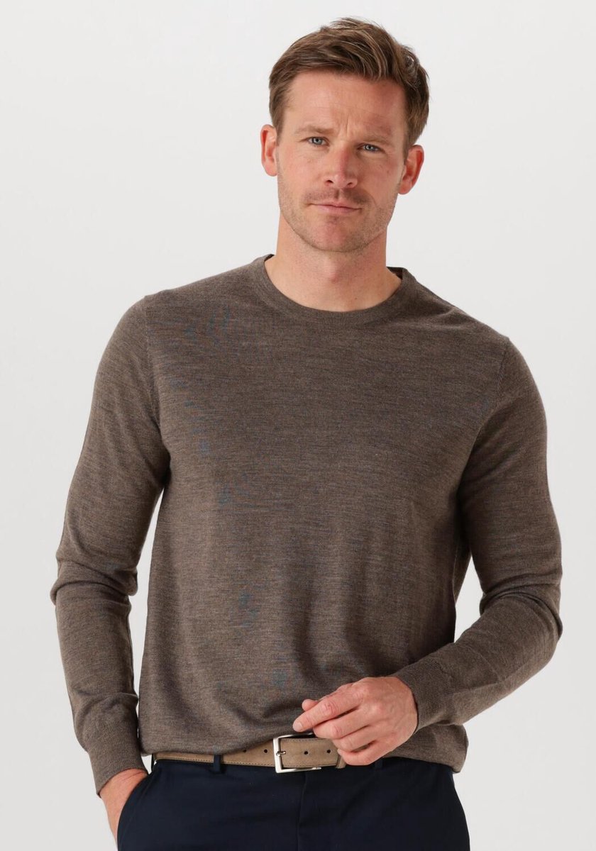 STEFANO LAURAN Crew Truien & Vesten Heren - Sweater - Hoodie - Vest- Bruin - Maat L