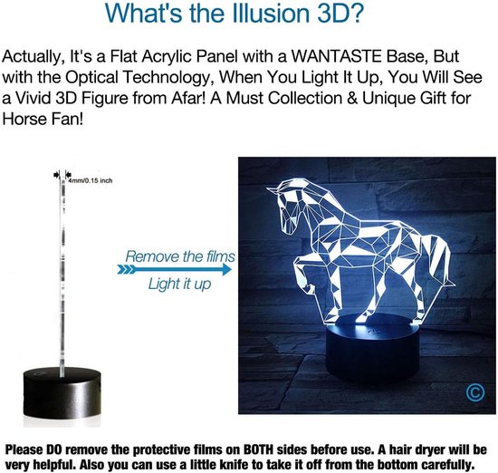 Daity 3D-paard decoratief licht cadeau met afstandsbediening, 7 kleuren veranderend nachtlampje verjaardagsspeelgoed voor kinderen, meisjes, jongens, paardenliefhebbers van Daity — afbeelding 4