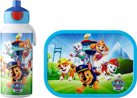 Mepal Lunchset (pop-up fles & lunchbox) Campus - 400 + 750 ml - Broodtrommel en Drinkbeker voor kinderen - Bento box - Pop-up drinkfles - Paw Patrol Pups