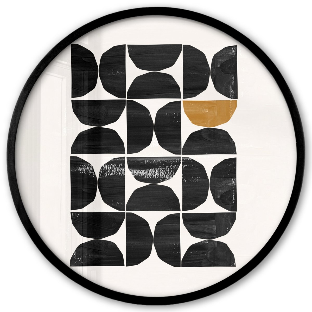 FrameYourWall Poster in lijst Rond - Fotolijst 40x40 cm - Posters - Modern - Halve cirkel - Goud - Zwart - Ronde posterlijst zwart - Decoratie - Wanddecoratie woonkamer - Muurdecoratie slaapkamer Modern - Halve cirkels