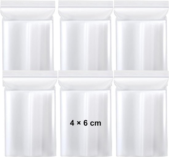 600 sacs refermables à Zip - Petits sacs à Zipper 4 x 6 cm - Sacs en plastique transparents réutilisables - Sacs en plastique à fermeture éclair verrouillables
