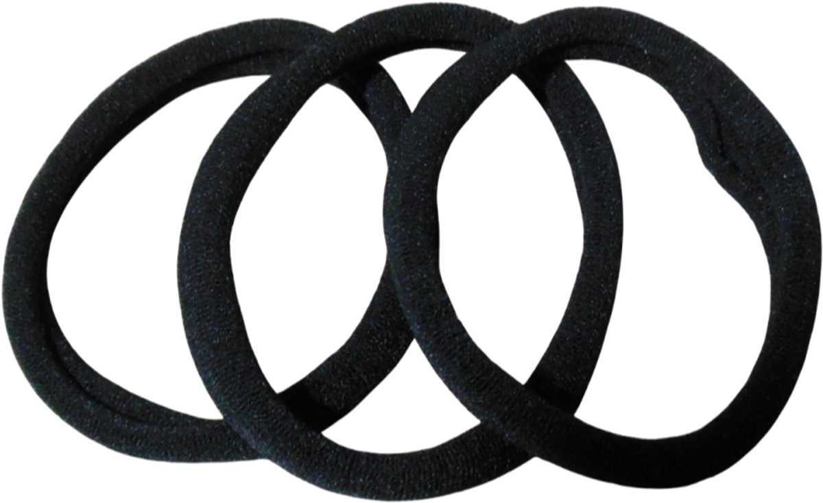 Haar elastiek - Zwart - 3 stuks - 3,5 cm - dun - fijne elastiekjes – bandjes