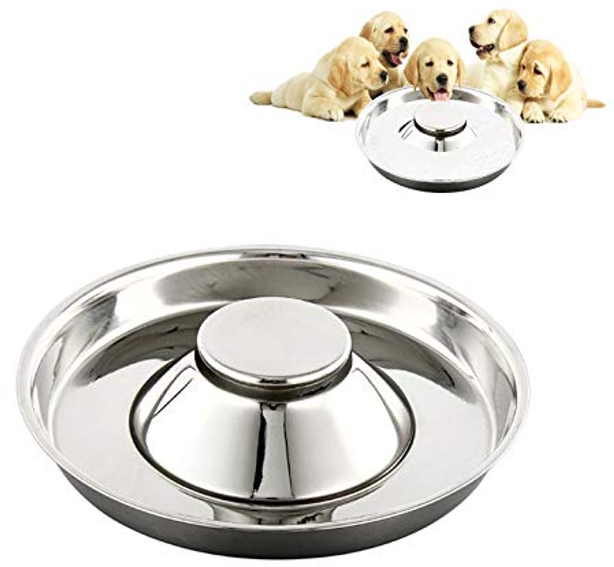 Slow Feed Bowl voor Puppy - Roestvrijstalen Hondenkom voor Geleidelijk Eten