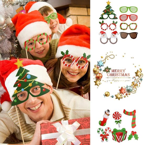 Kerst foto props set 32 stuks – fotohokje accessoires papier
