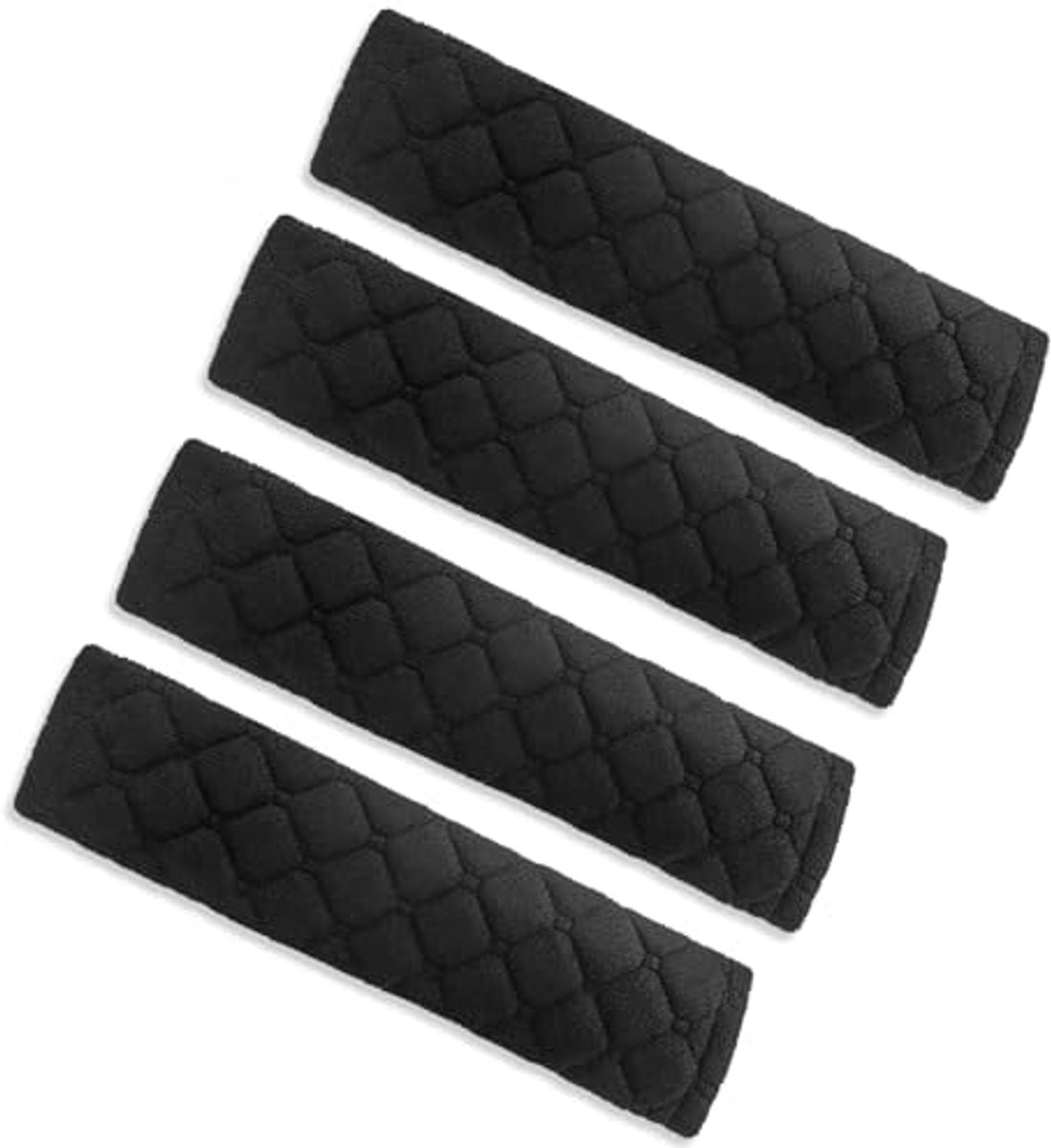 Image of 4 Stuks Veiligheidsgordelkussens voor Auto - Pluche Schouderbeschermers voor Nek en Schouders - Zwart