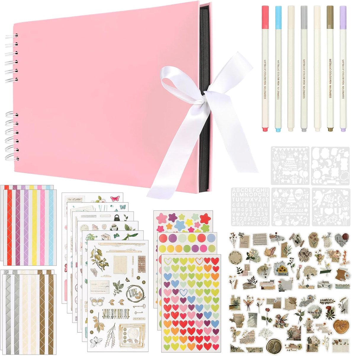 DIY Fotoalbum - 29 x 21.5 cm - 80 pagina's - Scrapbooking - Cadeau voor Verjaardag - Afstuderen - Huwelijk - Roze