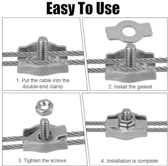 20Pcs M3 Steel Wire Clamps, Stainless Steel Cable Wire Clamps with ...
