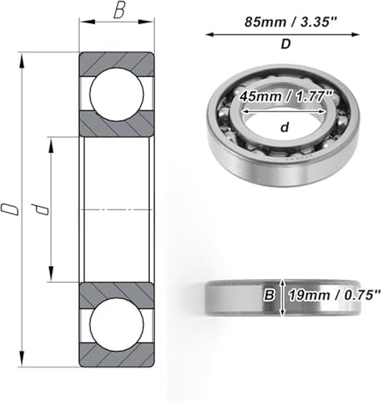 4 stuks 6003ZZ kogellagers, 17 x 35 x 10 mm, diepe groef, kogellagers van koolstofstaal, 6003Z verzegelde lagers, geschikt voor rolplanken, scooters, schaatsen