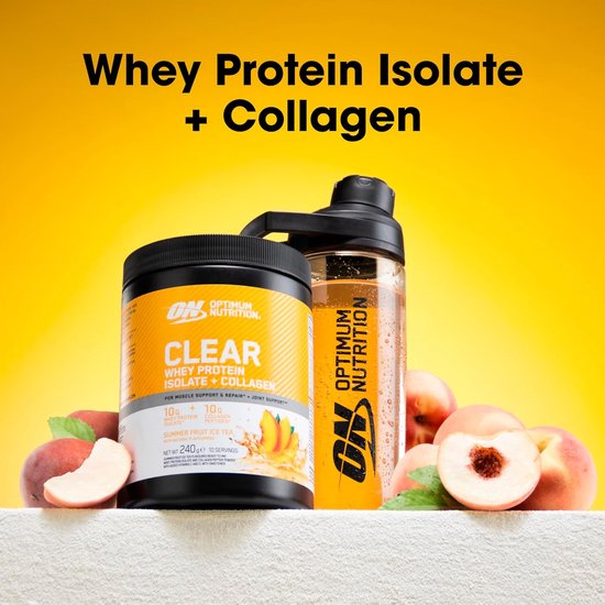 Optimum Nutrition Clear Whey Protein Isolate + Collagen - Summer Fruit Ice Tea Proteine Poeder - Eiwitshake - Eitwit Limonade - 240 gram (10 servings) — afbeelding 2