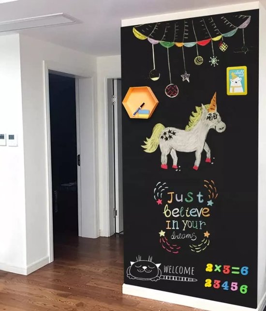 Magnetische bordfolie, kleur: zwart, 15 maten, uitstekende prijs-kwaliteitsverhouding, beschrijfbaar, afwasbaar, magnetisch, magnetisch krijtbord, keuken, koelkast voor portret- en landschapsformaat inclusief krijtstift (50 x 50 cm