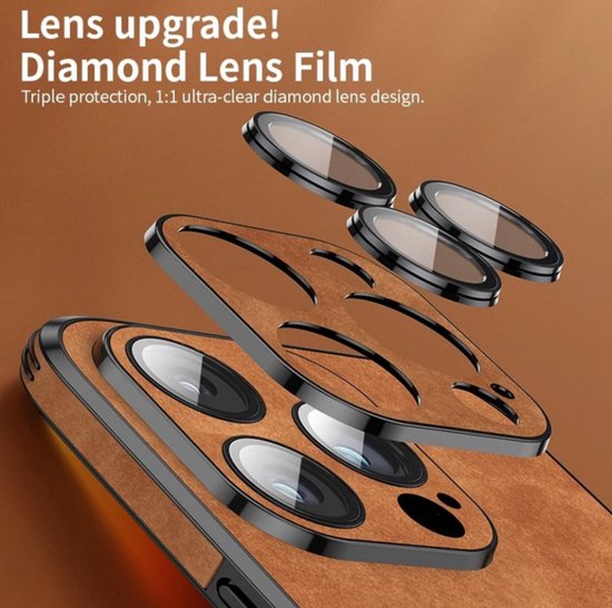 Protection élégante adaptée à votre iPhone 15 Pro Max ! Étui de téléphone en cuir de Luxe - Ajustement parfait - Avec Bumper en Verres pour une Protection Extra - Matériau en Siliconen résistant aux chocs - Elegant et durable - Marron