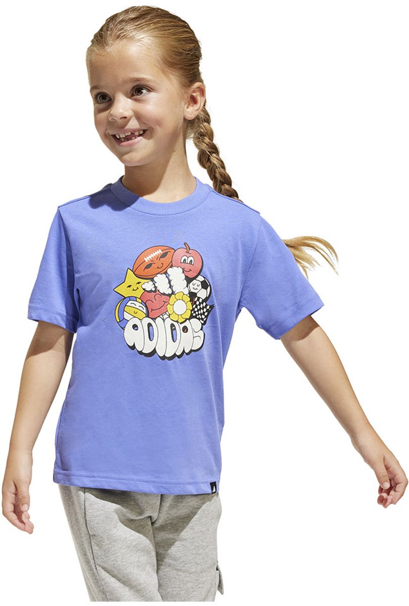Adidas Fun Graphic T-shirt Met Korte Mouwen 6-7 Years Kinderen Blauw