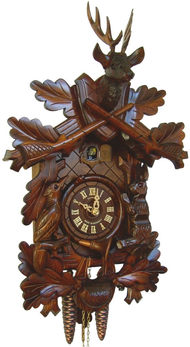Schneider Koekoeksklok 215/9 - 1 daags uurwerk - hert-jachttafereel - 48 cm hoog