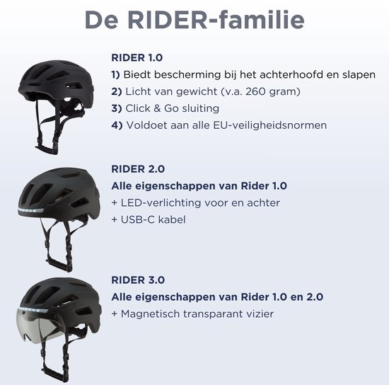 GO-OFF RIDER noir avec lumière avant et arrière - visière magnétique transparente - taille L