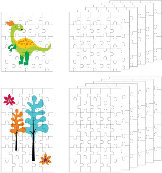 TYBYBB Puzzel om zelf vorm te geven, 10 stuks, blanco puzzel om te beschilderen, 35 delen, houten puzzel, blanco, minipuzzel, wit, voor kinderen om motieven te schilderen en om te spelen
