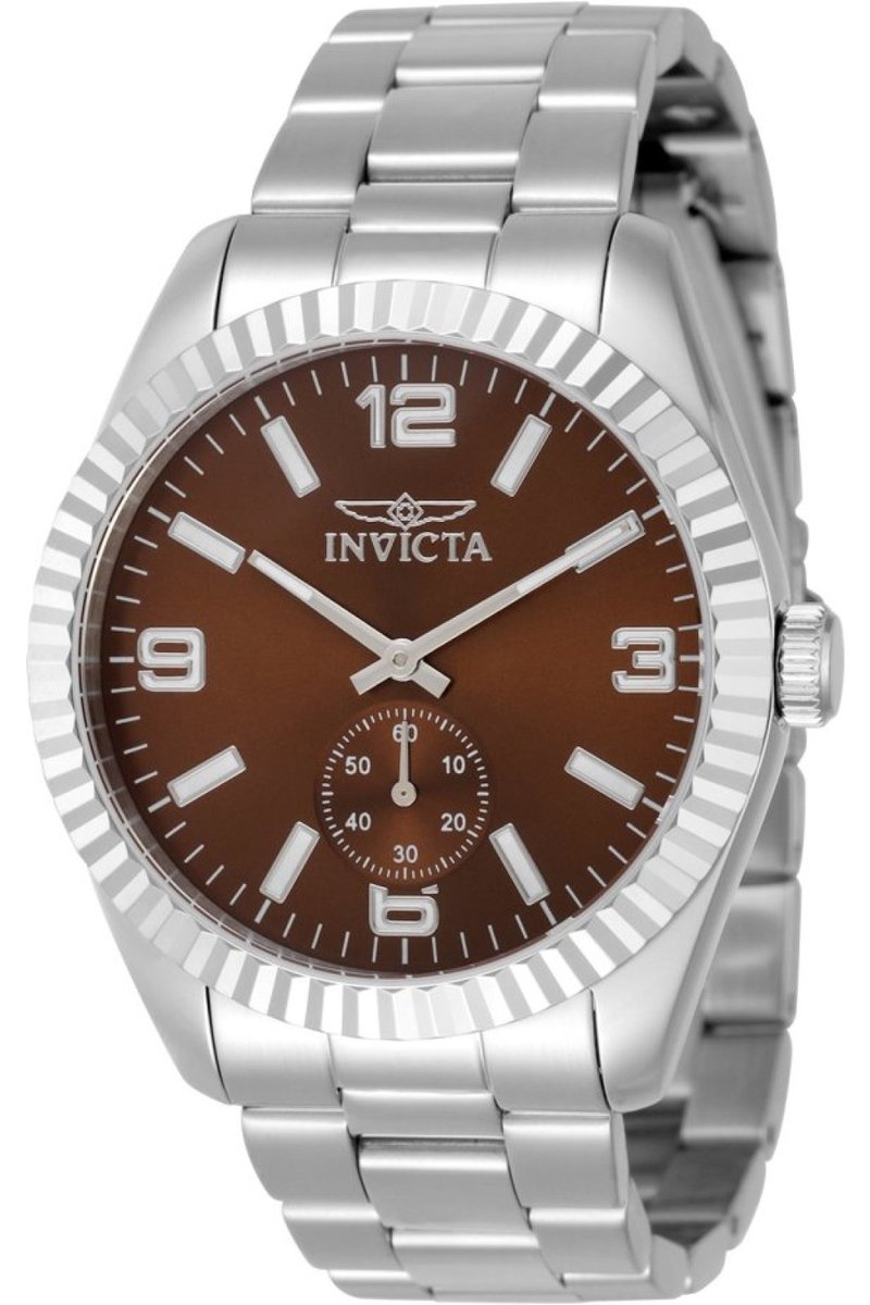 Invicta Specialty 49383 Heren Horloge - Waterdicht - Analoog - Quartz Uurwerk - Roestvrij Staal met bruine Wijzerplaat - 43mm