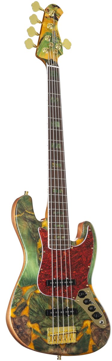 Fame Custom JB 5 Special Burl Green - Elektrische basgitaar