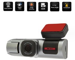 3,16 inch HD auto DVR-rijrecordercamera met ingebouwde dubbele lens voor de rijrecorder