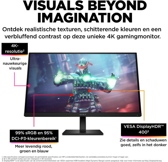 HP OMEN 27K - 4K IPS 144Hz Gaming Monitor - 27 inch UHD | bol