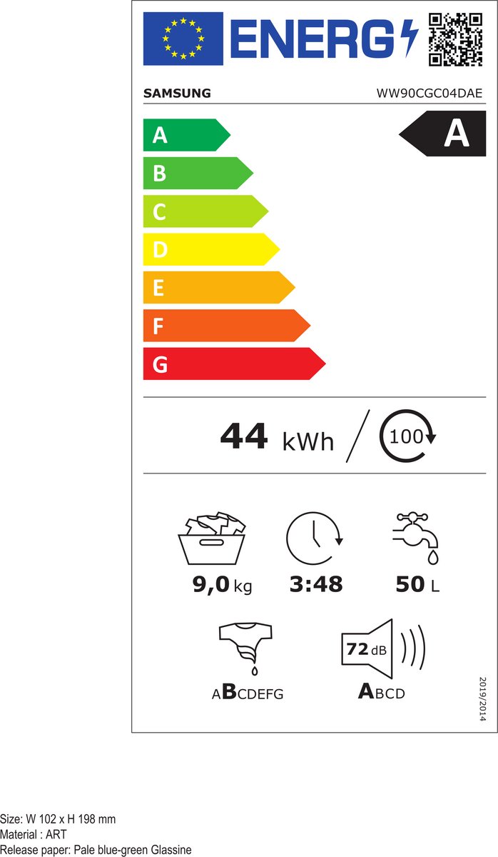 Samsung WW90CGC04DAELE - Wasmachine - Voorbelading - 9 kg - 1400 RPM - Wit — afbeelding 2