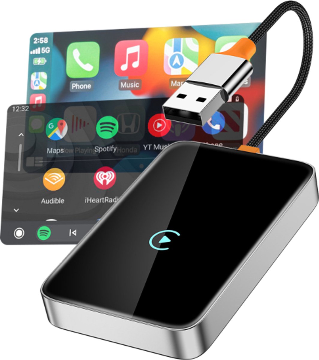 Mobilize - Geschikt voor - Premium - Geschikt voor - 2in1 - Geschikt voor - Adapter - Geschikt voor - for - Geschikt voor - Wireless - Geschikt voor - Apple - Geschikt voor - Carplay/Android - Geschikt voor - Auto - Geschikt voor - Black