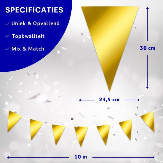 Gouden Slingers Vlaggenlijn Goud Verjaardag Slinger Verjaardag Versiering Feest Versiering Decoratie Goud - 10 Meter