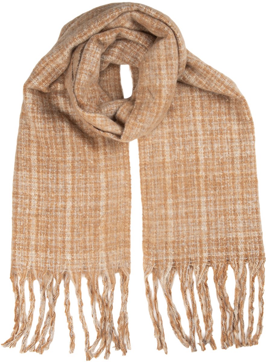 Clayre & Eef Wintersjaal Dames 50x210 cm Bruin Textiel