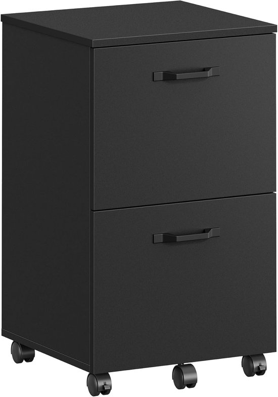 Conway Living® - Caisson à tiroirs - Bureau à tiroirs - Caisson à tiroirs sur roulettes - Commode - 2 tiroirs - 42 x 40 x 70 cm - Zwart
