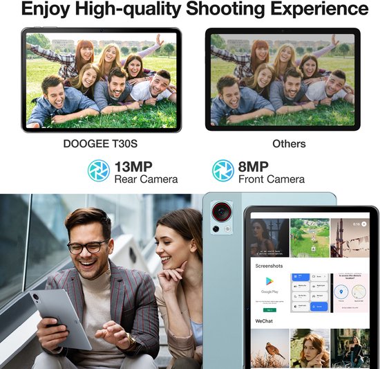 Doogee T30s Touchscreen-tablet 11 Pouces 2,4k 7,6 mm Ultradunne Android 14 16Go Ram + 256Go Rom/TF 1TB 5G WiFi Batterij 8580MAH,Blauw van DOOGEE — afbeelding 4