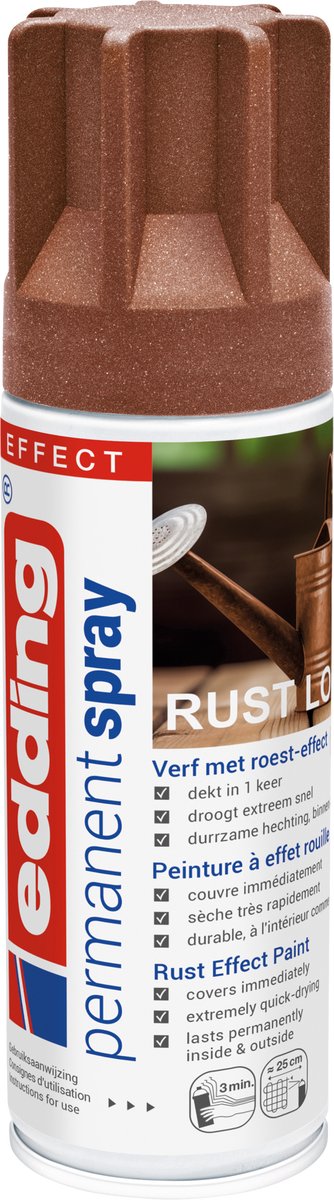 edding 5200 spuitverf in spuitbus - rust effect mat - 1 stuk - 200 ml verf - direct dekkend – 0,7-1 m2 oppervlak - acrylverf voor het lakken en versieren van glas, metaal, hout, keramiek, kunststof, canvas - permanent spray, verfspray – foto 5