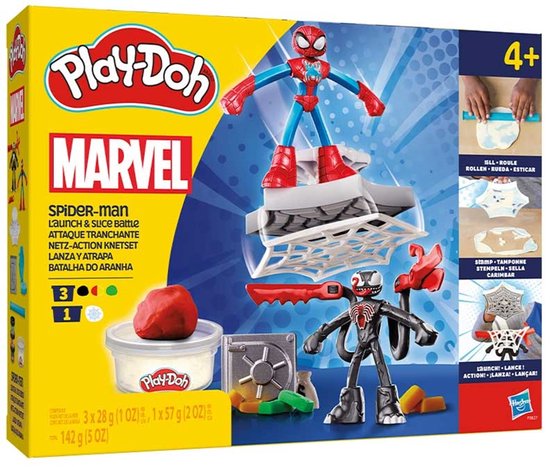 Play-Doh Marvel Spider-Man Werp en Snij Speelset - Boetseerklei - Inclusief 2 figuren - Spider-Man - Venom