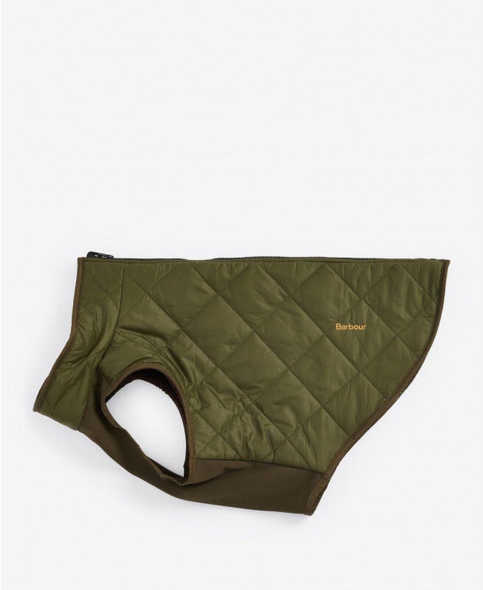 Barbour Reversible Quilt Borg Fleece Dog Coat Olijf