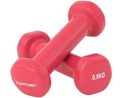 Tunturi Dumbell set - 2 x 0,5 kg - Vinyl - Roze - Incl. gratis fitness app