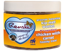 6x Renske Gezonde Beloning Mini Hartjes Hondensnack Kip & Wortel 300 gr