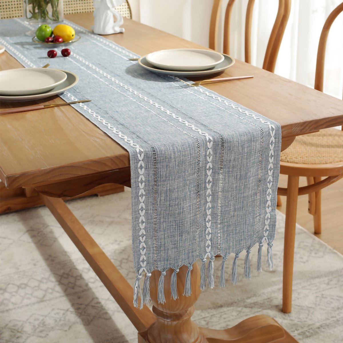 Boho Tafelkleed - Landhuisstijl Tafelrunner - 33x183cm - Voor Eettafel Decoratie
