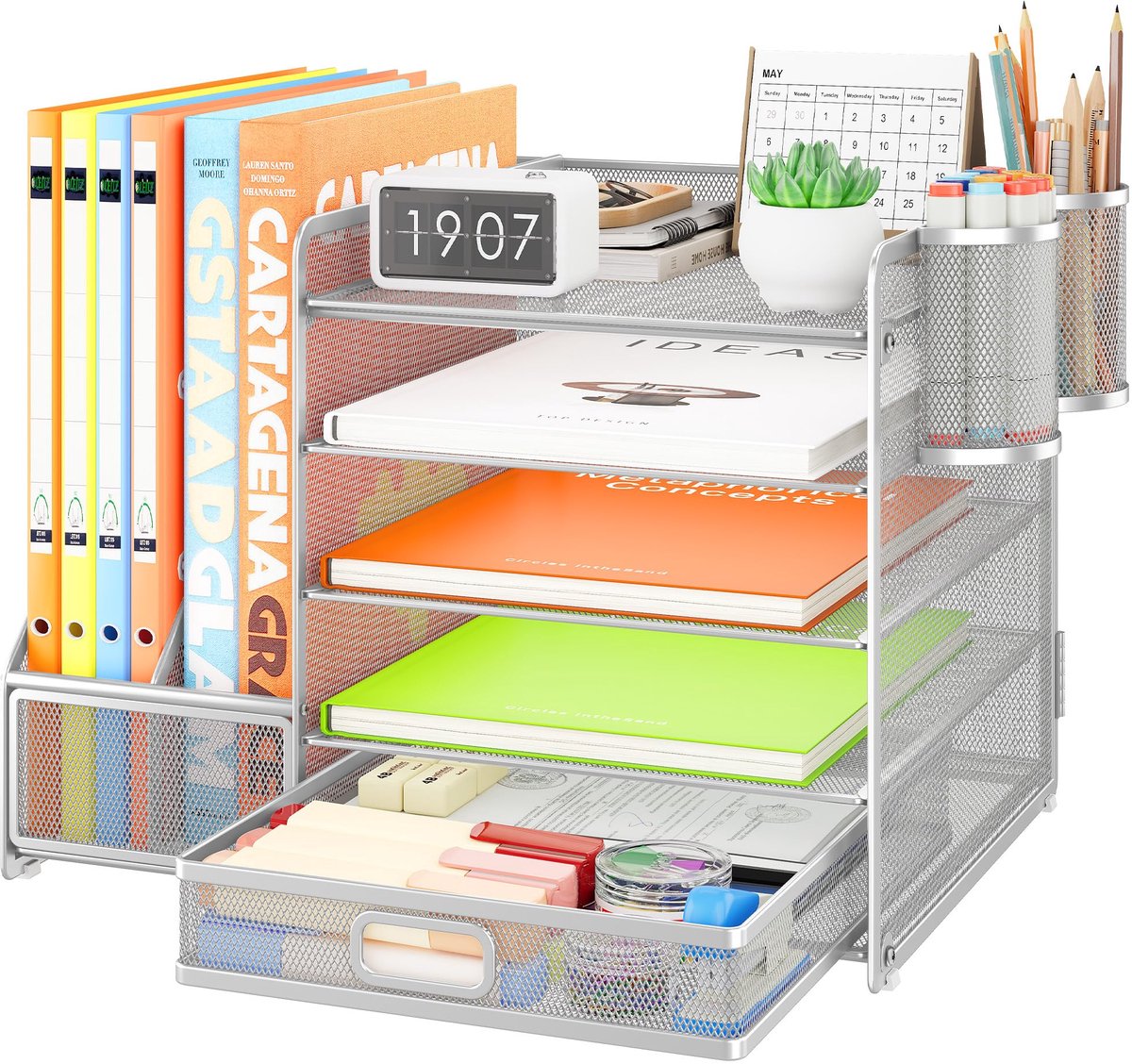 Azomor® Stijlvolle en Praktische Bureau-organizer met Meerdere Opbergmogelijkheden