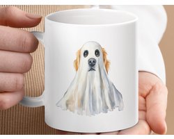Mok Cocker Spaniel Ghost Mug, Halloween Dog Mug, Spooky Puppy Mug, Funny Dog Lover Gift, Watercolor Dog Portrait Mug, Ghost Dog Halloween