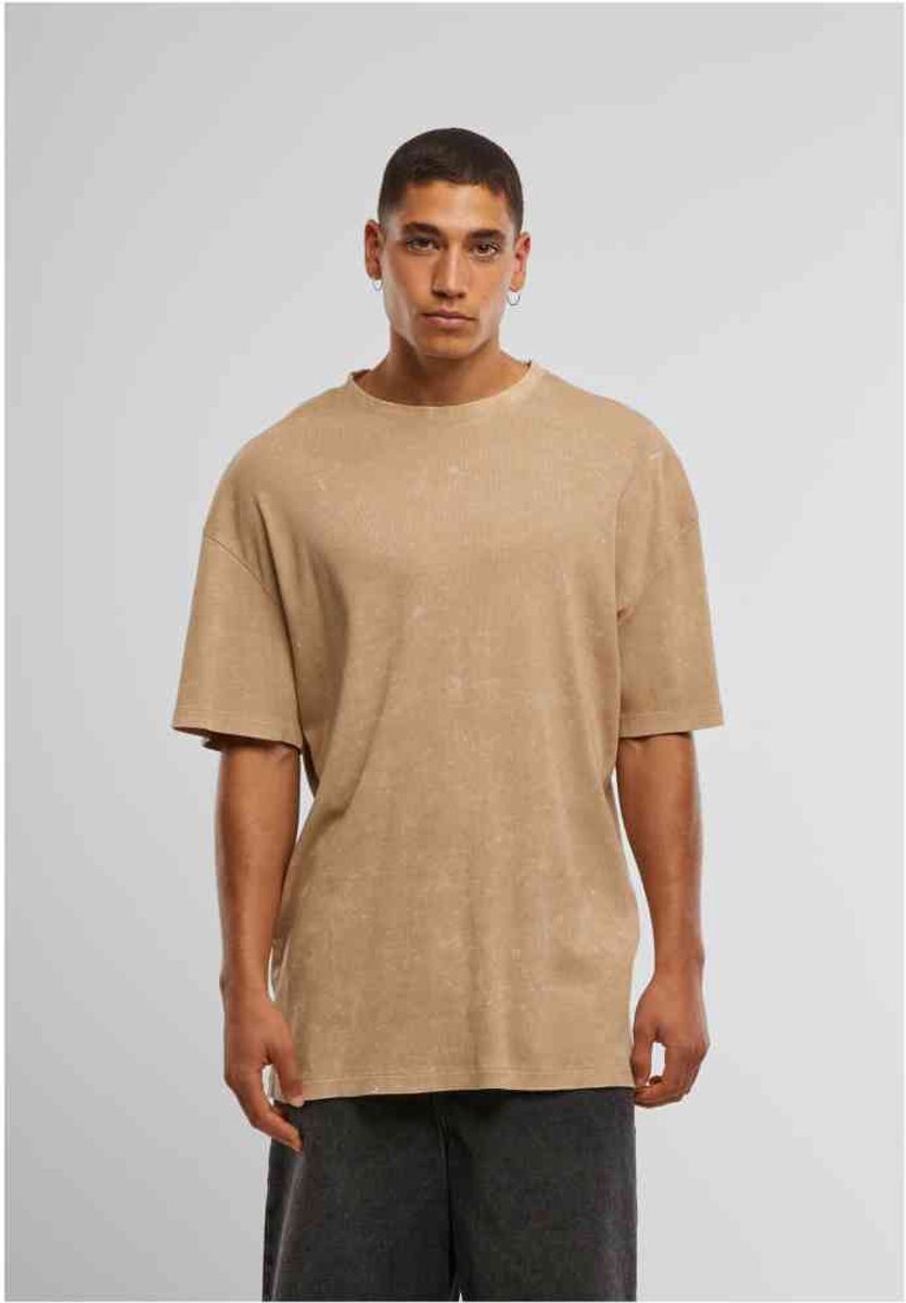 Urban Classics - Washed Rib Heren Tshirt - M - Beige
